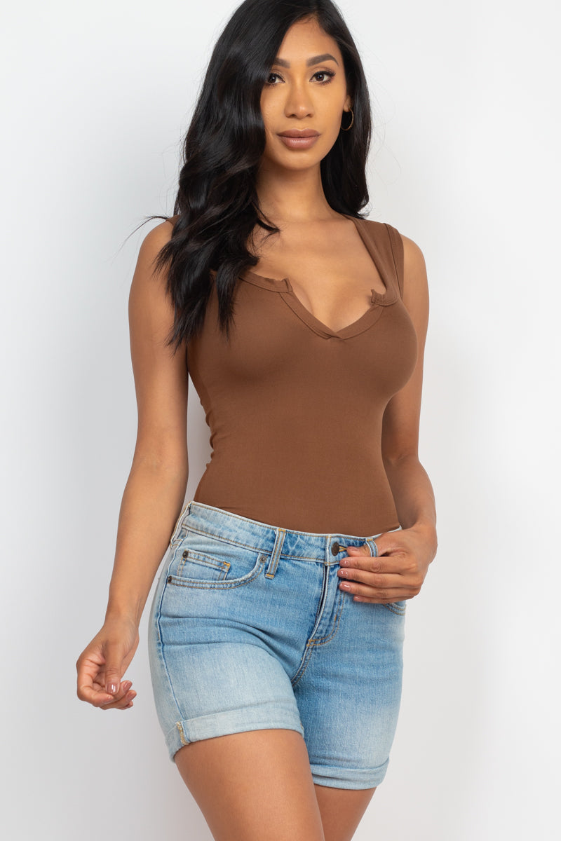 Split Neckline Sleeveless Bodysuit (CAPELLA)