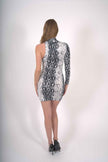 Reeves One-Sleeve Snake Print Mini Dress