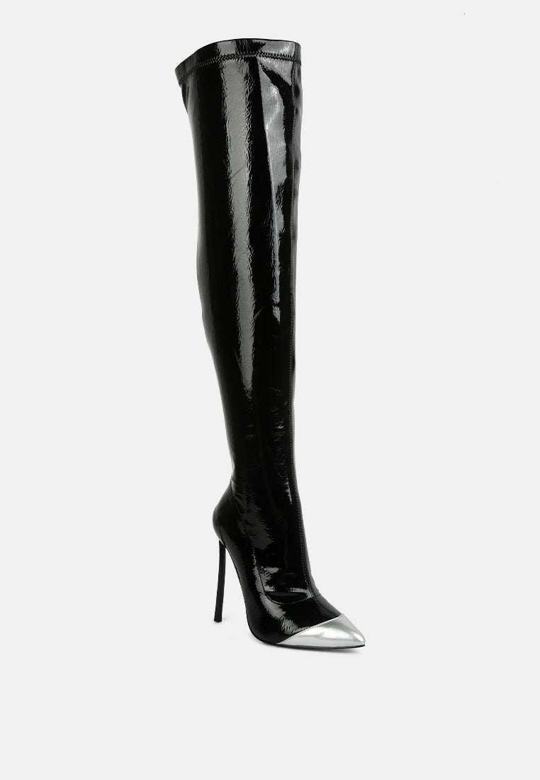 Chimes High Heel Patent Long Boots