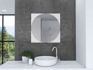 Mirror Mundip, With Sandblasting Borders, Square Shape - Clear