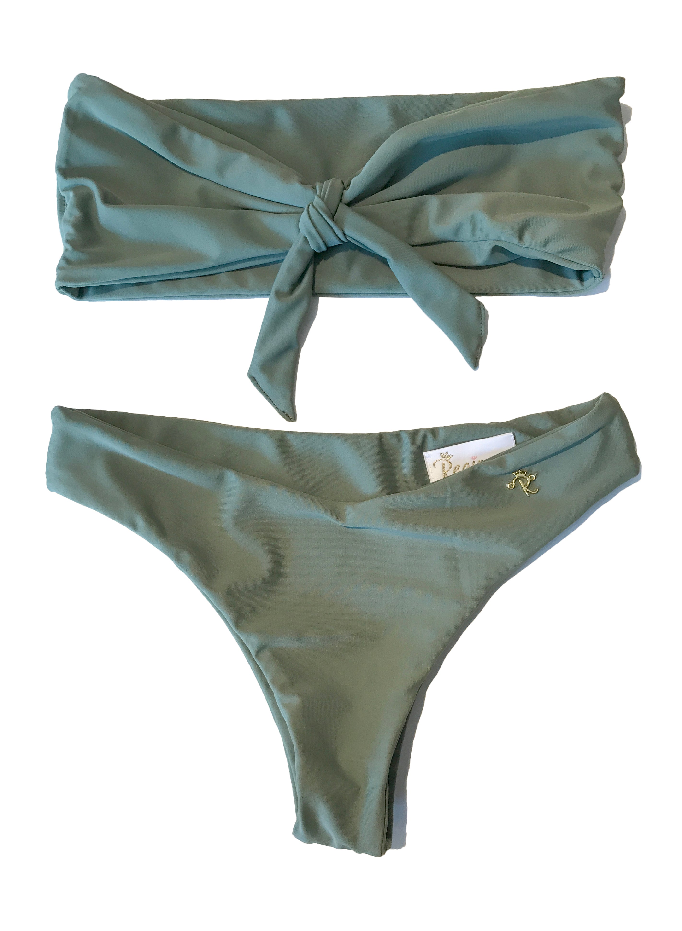 Zoey Bandeau Top & Classic Bottom - Khaki