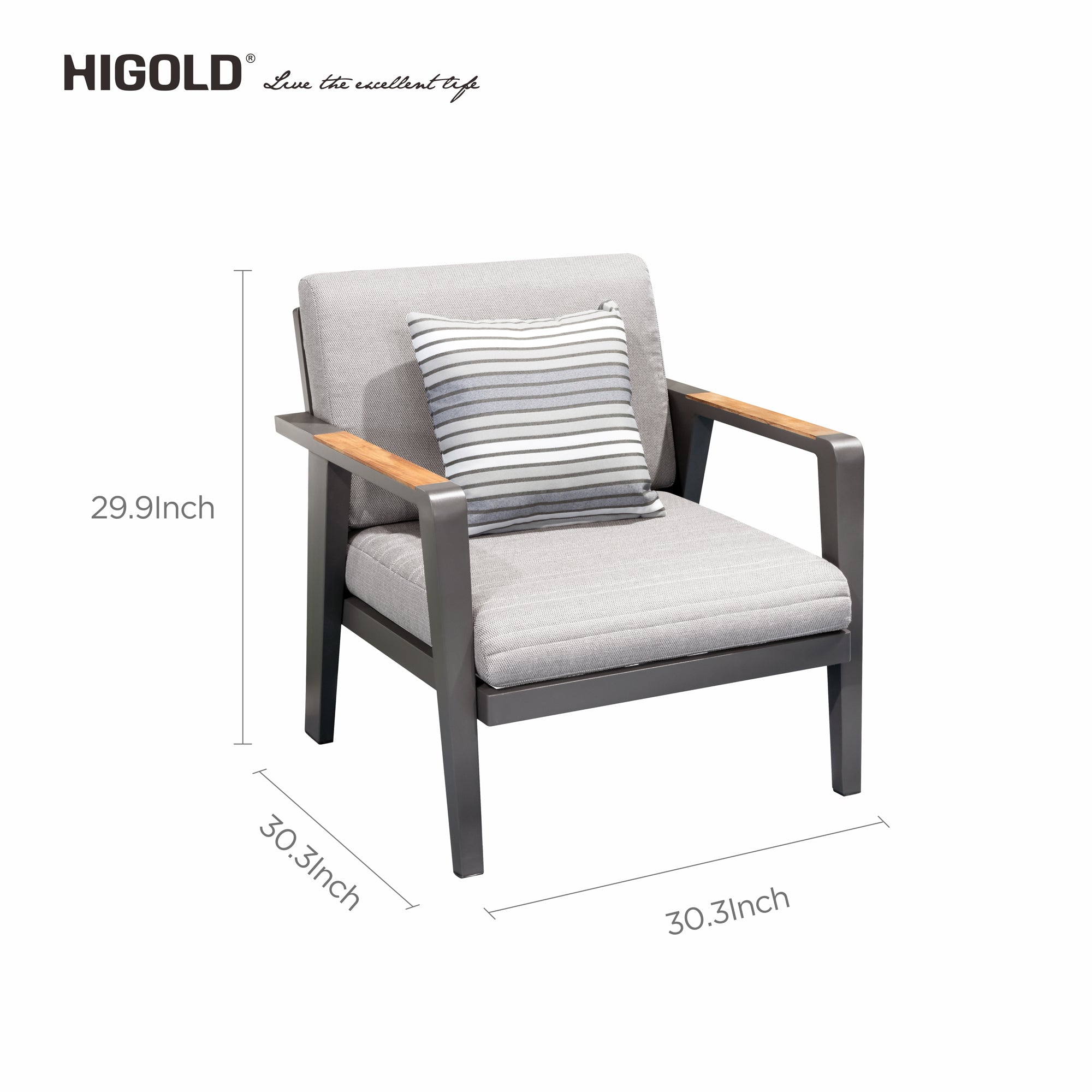 HIGOLD Emoti Aluminum Teak Patio Sofa for 5 - Series 6977