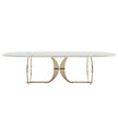 Italian Gold Modern Marble and Stainless Steel Table 6 Chairs