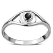 Bague en argent sterling avec onyx noir et mauvais œil