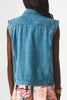 Cotton Sleeveless Denim Jacket in 70s Blue