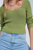 Crochet Knit Jumper in Green