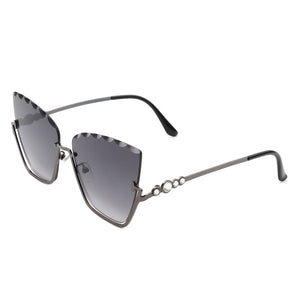 Starfire - Half Frame Square Irregular Tinted Fashion Cat Eye Sunglasses