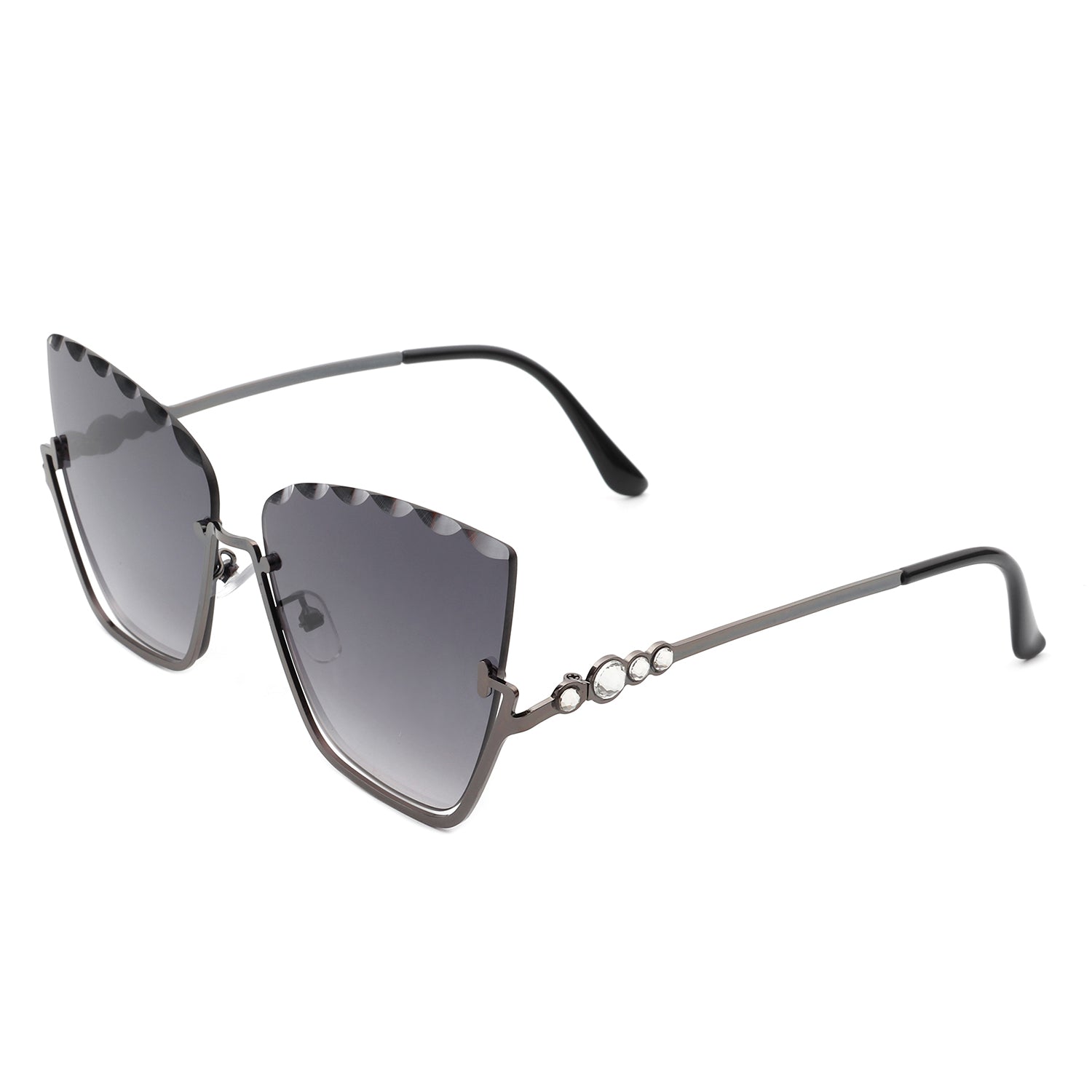 Starfire - Half Frame Square Irregular Tinted Fashion Cat Eye Sunglasses