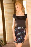 The Secret Garden Ruched Floral Pencil Skirt