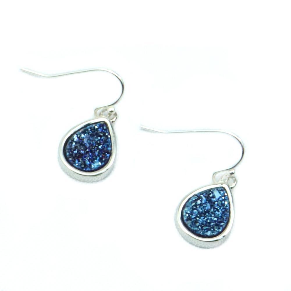 Boucles d'oreilles en forme de larme Emma Silver Druzy