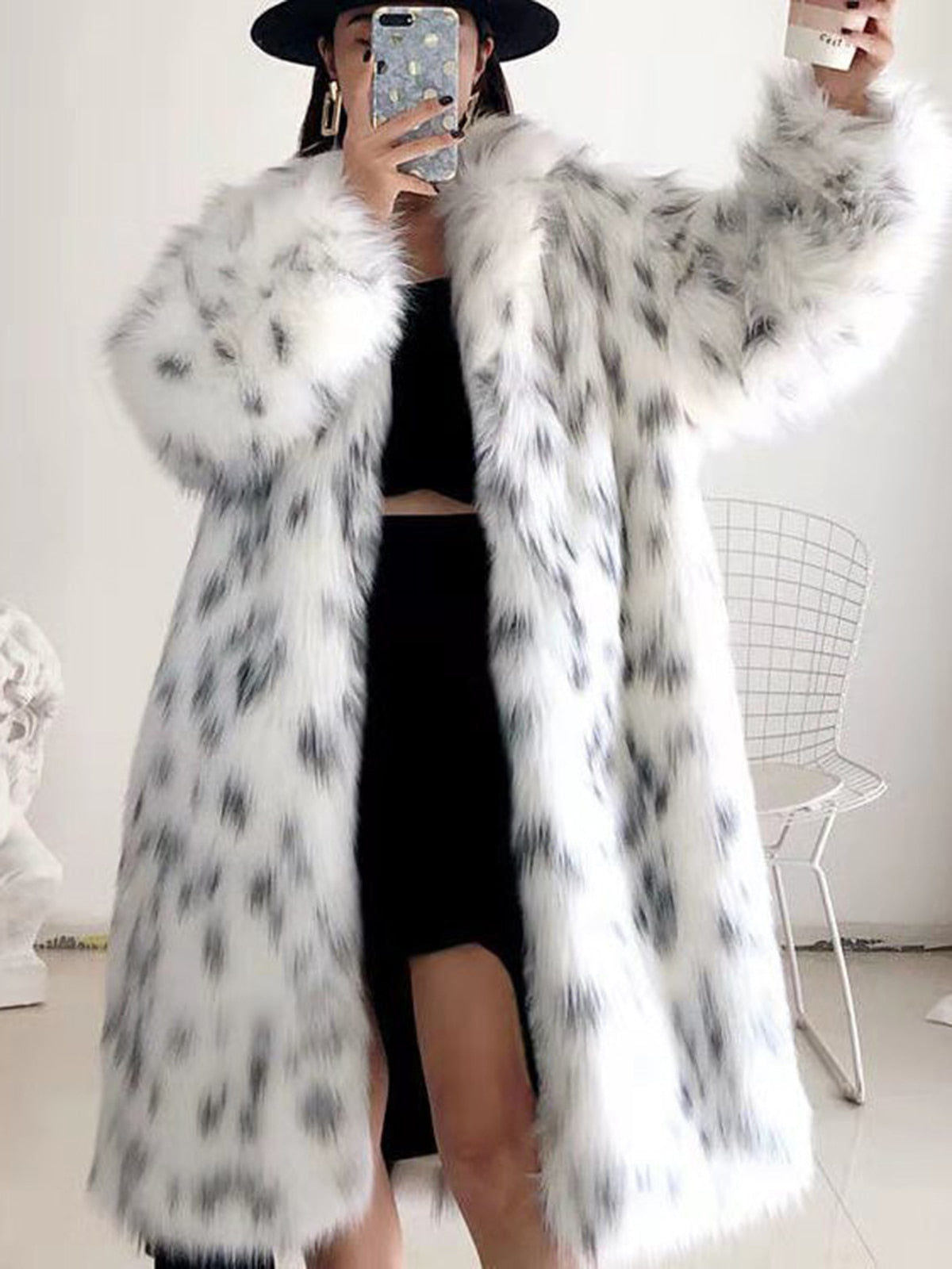 Winter Leopard Print Faux Fur Coats