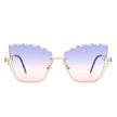 Starfire - Half Frame Square Irregular Tinted Fashion Cat Eye Sunglasses