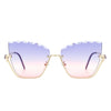 Starfire - Half Frame Square Irregular Tinted Fashion Cat Eye Sunglasses