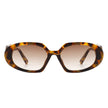 Glittera - Rectangle Retro Oval Chic Round Lens Leaf Design Fashion Sunglasses