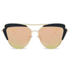 Galveston - Women's Brow Bar Mirrored Lens Cat Eye Sunglasses