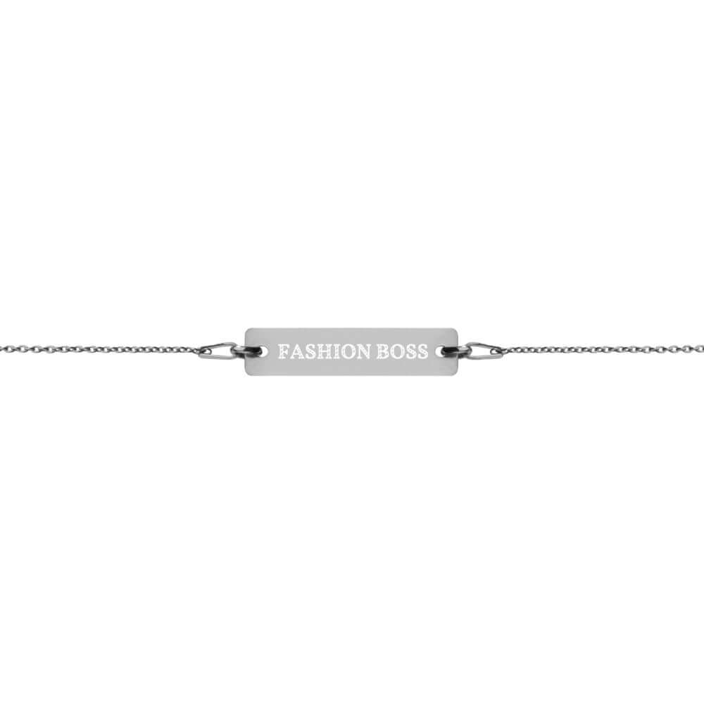 Bracelet chaîne en argent gravé « Fashion Boss » - Personnalisez votre design