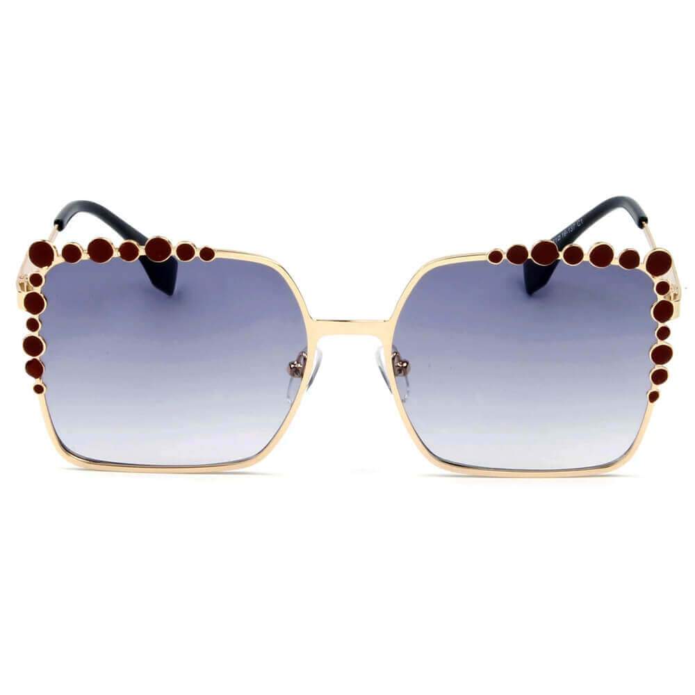 CHICO | Lunettes de soleil à bulles avec monture carrée surdimensionnée en métal de mode de luxe