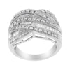 Ensemble de canaux en argent sterling .925 1,0 Cttw alternant rond et baguette