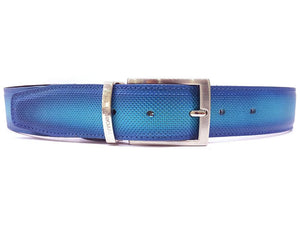 PAUL PARKMAN Ceinture en cuir perforé pour hommes Turquoise (ID#B08-TRQ)