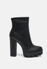 Moleski Textured Block Heeled Boots