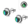 Abalone Shell Round Stud Silver Earrings