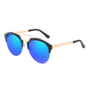 COROLLA | Half Frame Mirrored Lens Horned Rim Sunglasses Circle