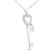 .925 Sterling Silver 1/4 Cttw Diamond Lock & Key Heart 18