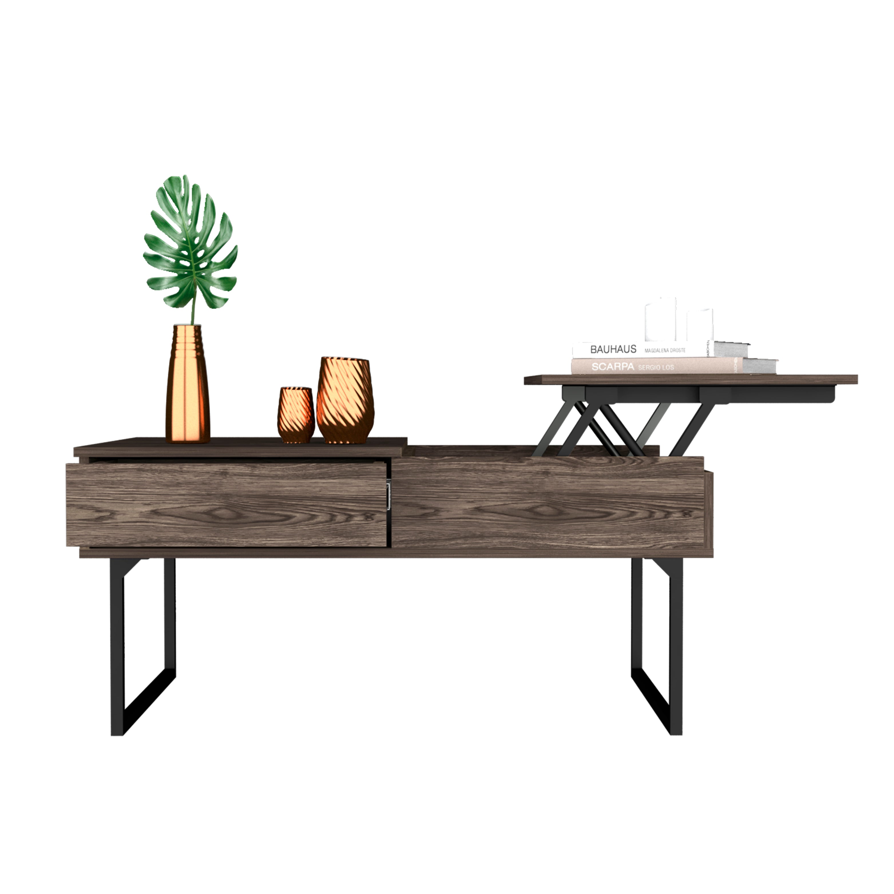 Lift Top Coffee Table With Drawer Vezu- Dark Walnut Vezu.