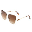 Starfire - Half Frame Square Irregular Tinted Fashion Cat Eye Sunglasses