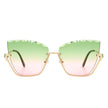 Starfire - Half Frame Square Irregular Tinted Fashion Cat Eye Sunglasses