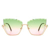 Starfire - Half Frame Square Irregular Tinted Fashion Cat Eye Sunglasses