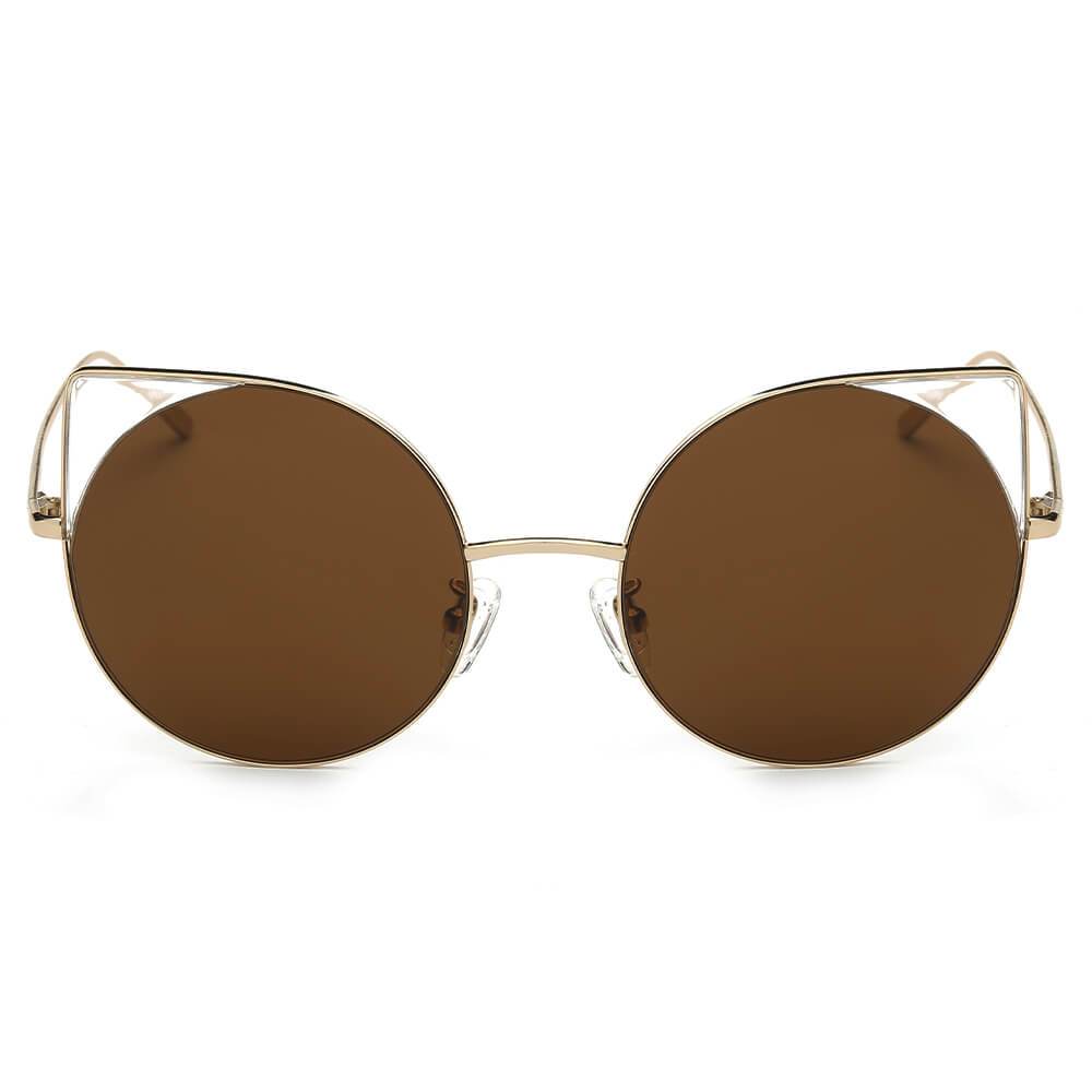 Dublin- Women Mirrored Lens Round Cat Eye Sunglasses