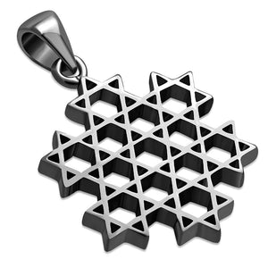 Plain Silver Multi Star of David Pendant