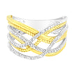 10K Yellow Gold Plated .925 Sterling Silver 1/10 Cttw Diamond Multi Row