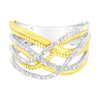 10K Yellow Gold Plated .925 Sterling Silver 1/10 Cttw Diamond Multi Row