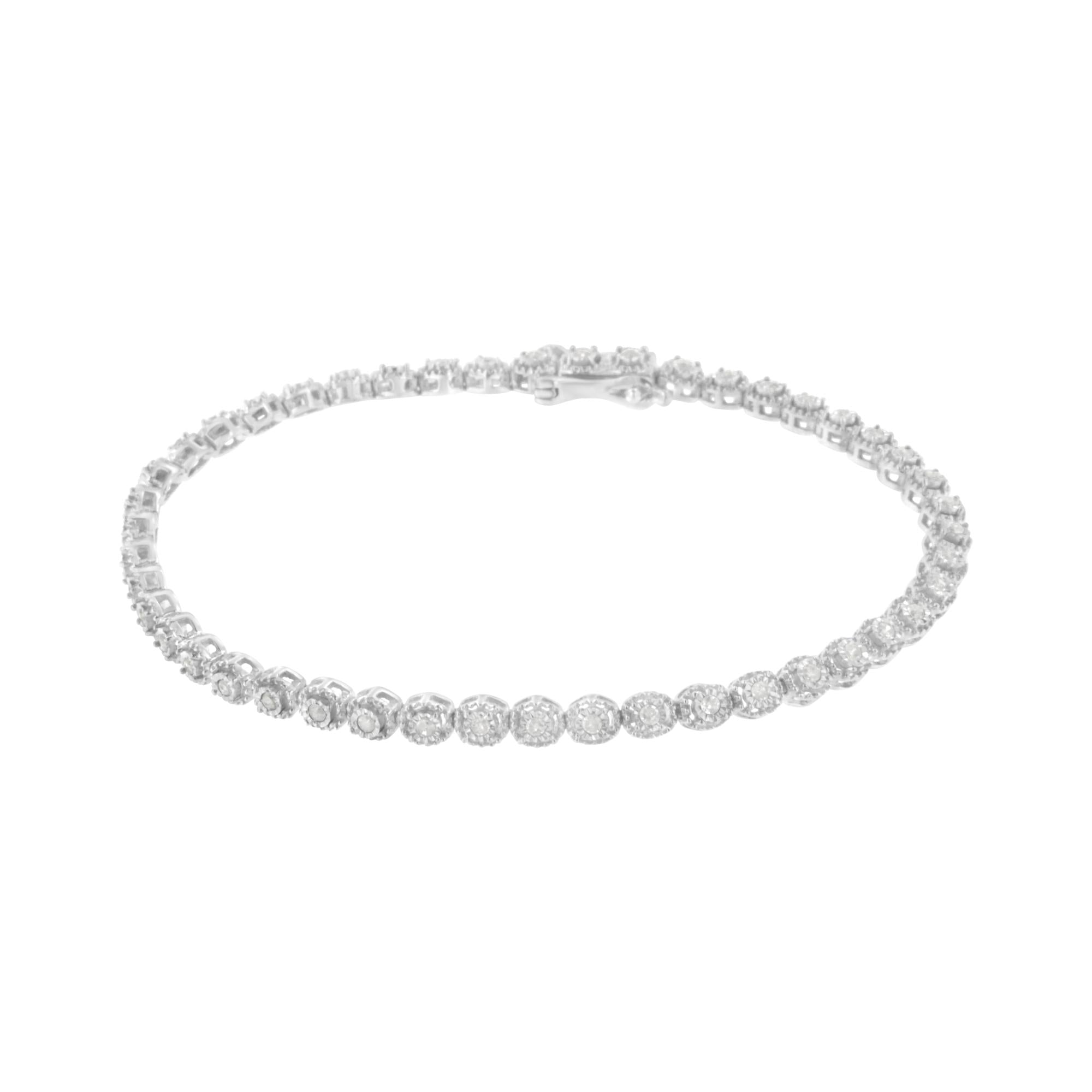 .925 Sterling Silver 1/2 Cttw Miracle-Set Diamond Bezel Look Tennis Bracelet