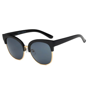 Jenison - Flat Mirrored Lens Clubmaster Horned Rim Sunglasses