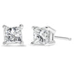 Petites boucles d'oreilles à tige en or blanc 14 carats avec diamants taille princesse 1/5 carat (IJ, I2-I3)