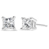 Petites boucles d'oreilles à tige en or blanc 14 carats avec diamants taille princesse 1/5 carat (IJ, I2-I3)