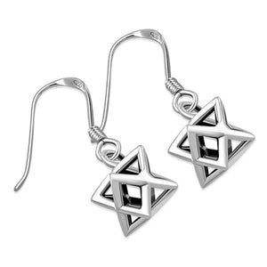 Boucles d'oreilles en argent étoile David Merkaba modèle 3D