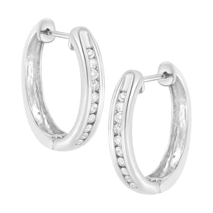 Boucle d'oreille créole en argent sterling .925 avec diamants cultivés en laboratoire 1/2 carat