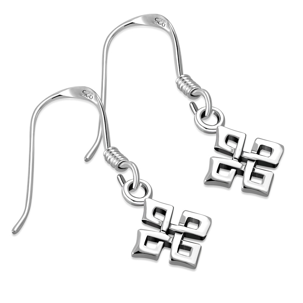 Boucles d'oreilles en argent avec nœud celtique uni