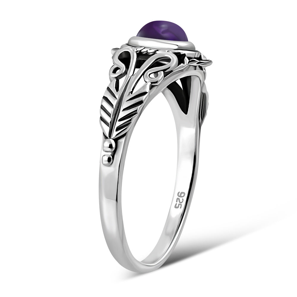 Ethnic Amethyst Stone Sterling Silver Ring