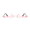 Amberlyn - Rimless Decorative Narrow Tinted Checkmark Shape Slim Glasses