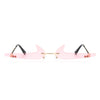 Amberlyn - Rimless Decorative Narrow Tinted Checkmark Shape Slim Glasses