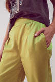 Pantalon large en satin, couleur citron vert acide