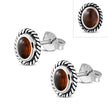 Oval Baltic Amber Stud Silver Earrings