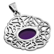 Amethyst Oval Celtic Knot Silver Pendant