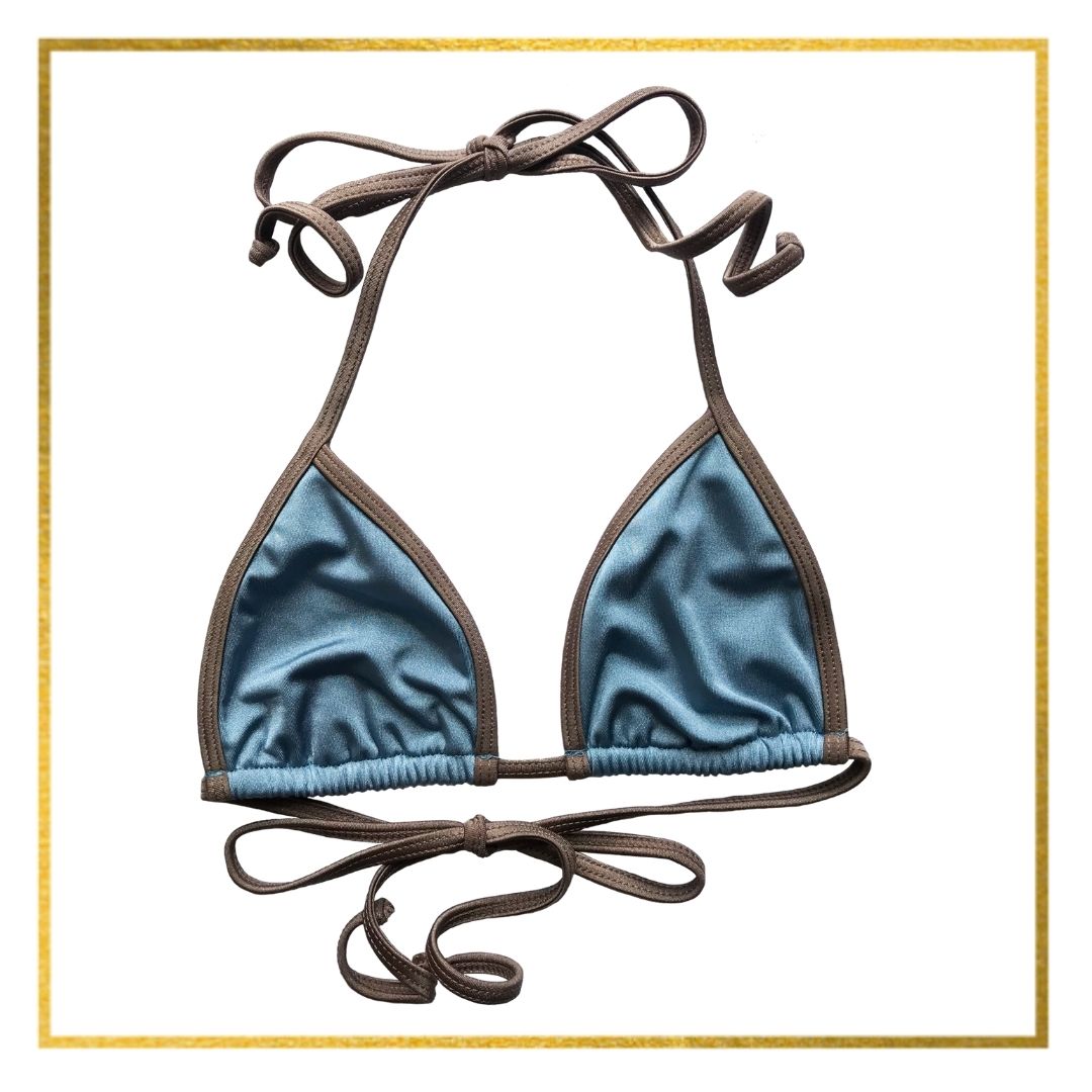 The Lola String Bikini Top in Smokey Blue