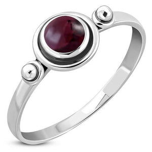 Garnet Stone Silver Ring